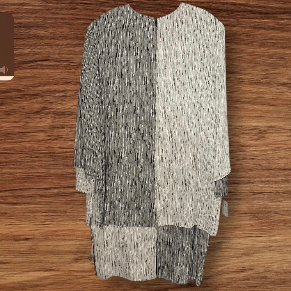 NWT VTG 80’s Ildi Marshall Gray Color Block Textured Long Sleeve Dress ~ Size 16 - Picture 5 of 13